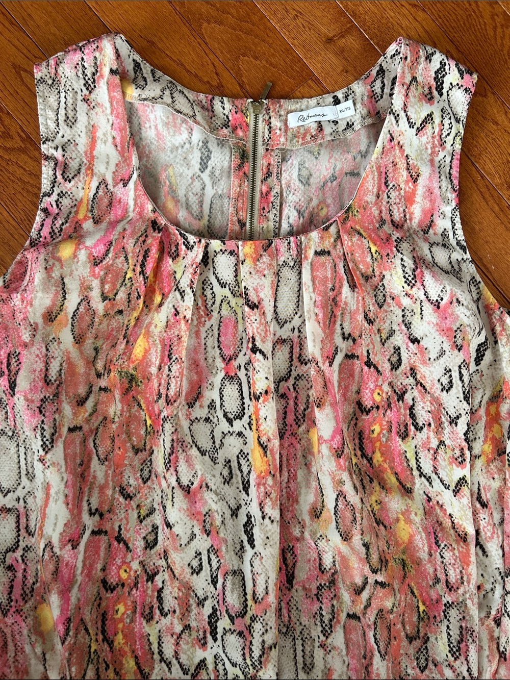 Reitmans Womens Sleeveless Snake Print Blouse Pink Coral XXL Plus Size - Picture 4 of 11